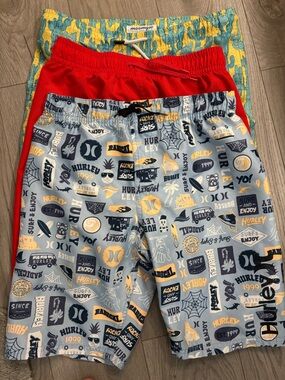 Hurley Boys' Multi-Print, Red & Yellow Swim Shorts